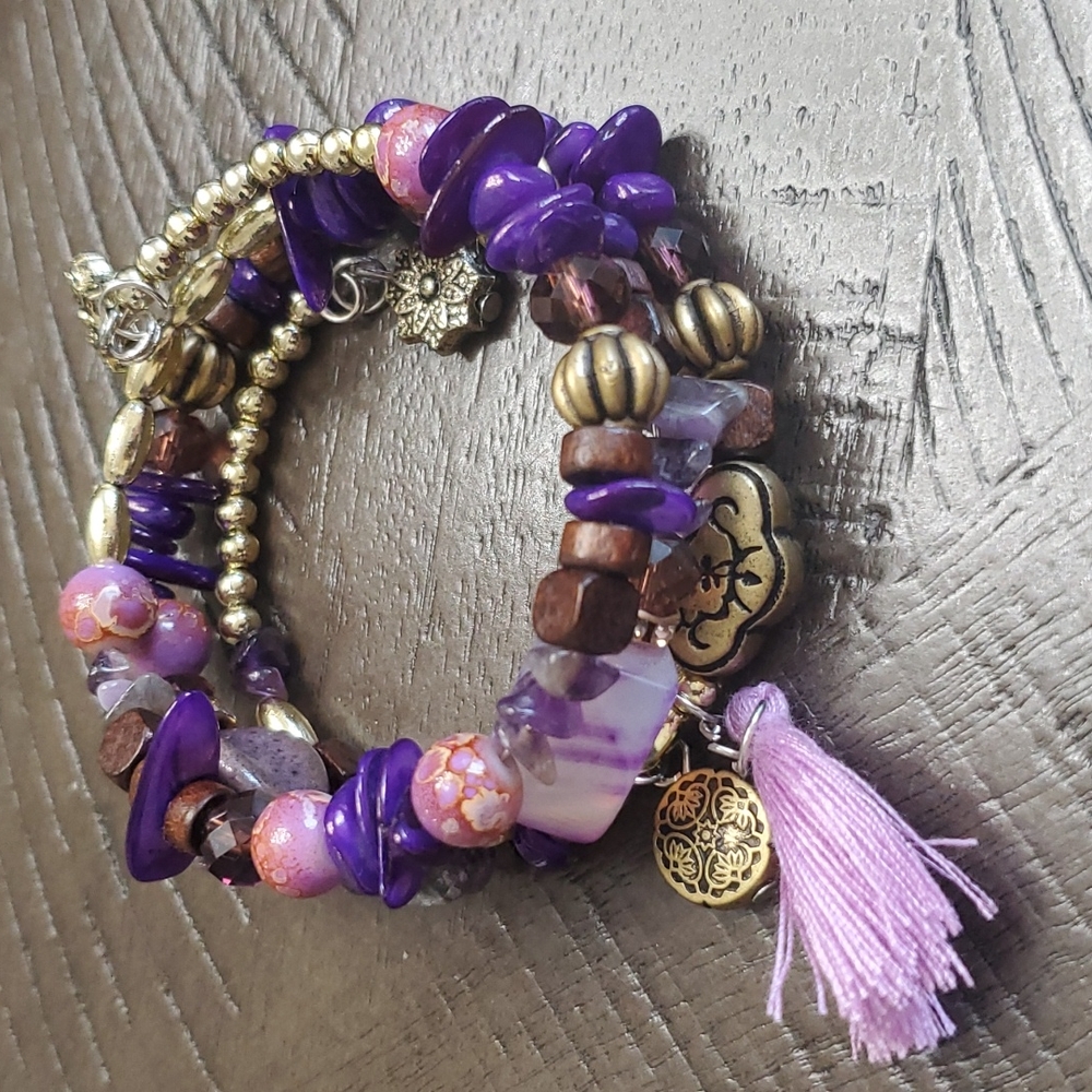 Violet Tri-Layer Bracelet - image 2
